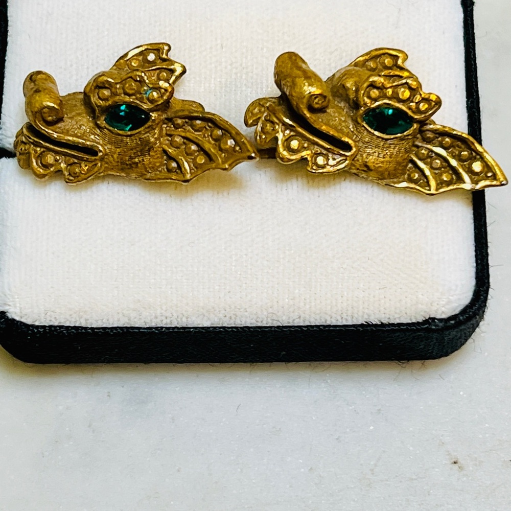 Vintage Swank Cufflinks Golden Lion Roaring MCM